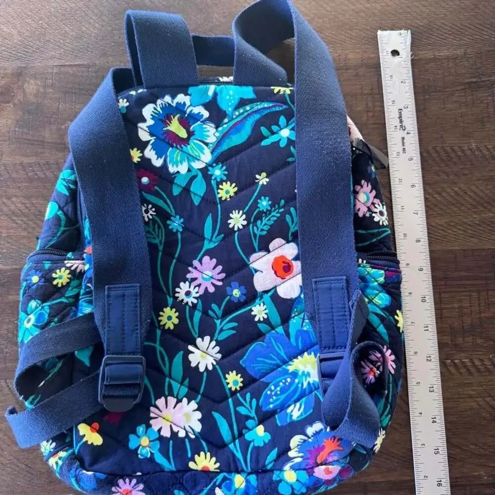 Vera Bradley Floral Quilted Cotton Backpack Midnight Garden pattern